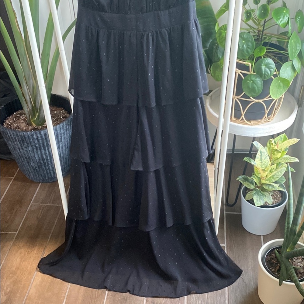 Express Black Tiered Sparkling Maxi Dress keyhole detail - Picture 7 of 9